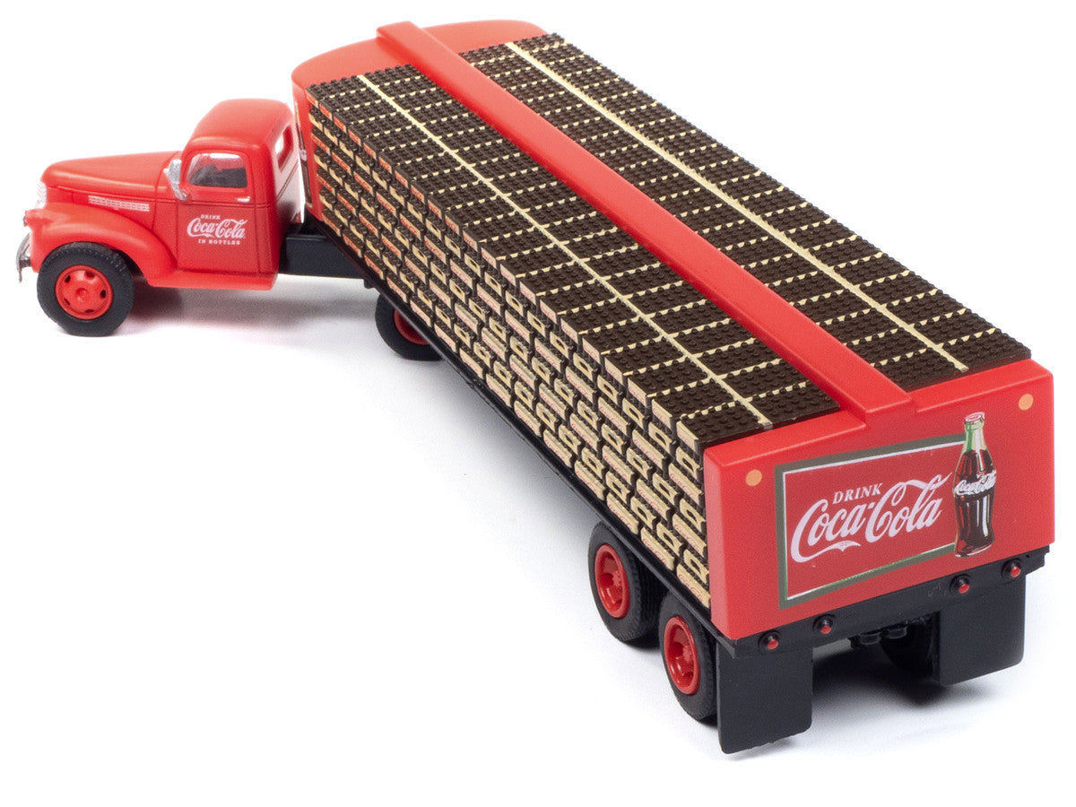 1941-1946 Chevrolet Tractor Red with Flatbed Bottle Trailer "Coca-Cola" "Mini Metals" Series 1/87 (HO) Scale Model Car by Classic Metal Works-1
